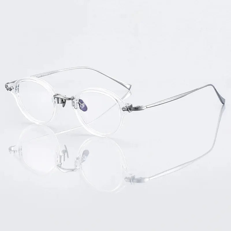 Unisex Round Full Rim Titanium Prescription Glasses 396182 — view 3 | Rx Spectacle
