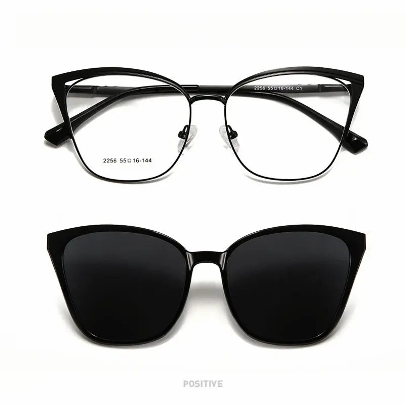 Women's Cat Eye Full Rim Alloy Clip-On Prescription Glasses 2256 — view 6 | Rx Spectacle
