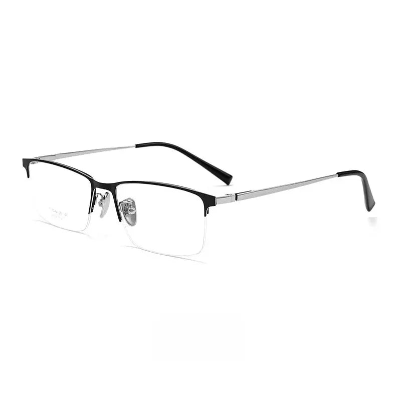 Men's Square Semi-Rimless Titanium Prescription Glasses 26002 — view 5 | Rx Spectacle