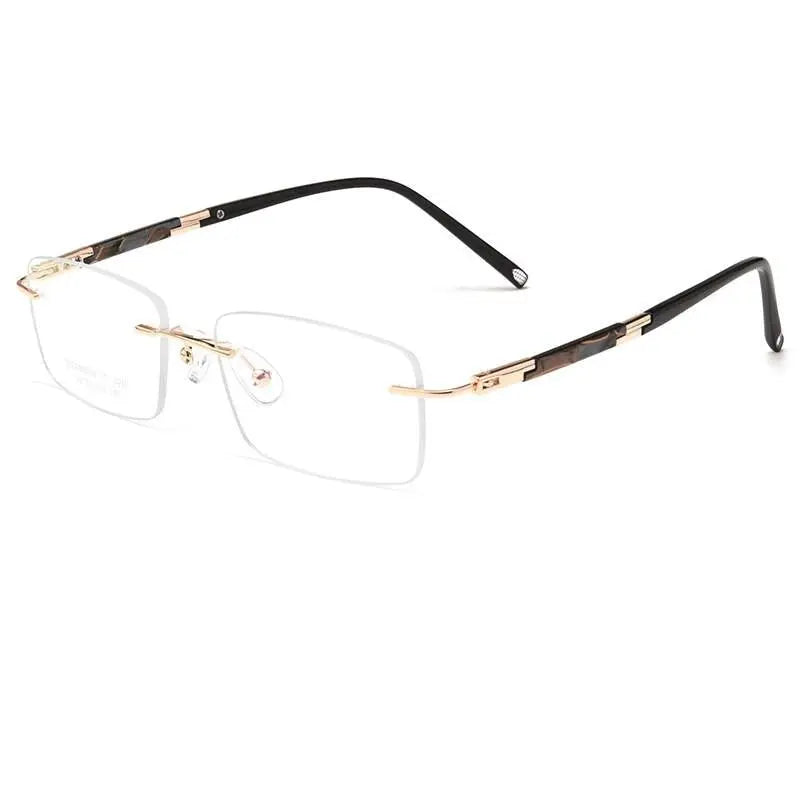 Men's Square Rimless Titanium Prescription Glasses Z9WK — view 3 | Rx Spectacle