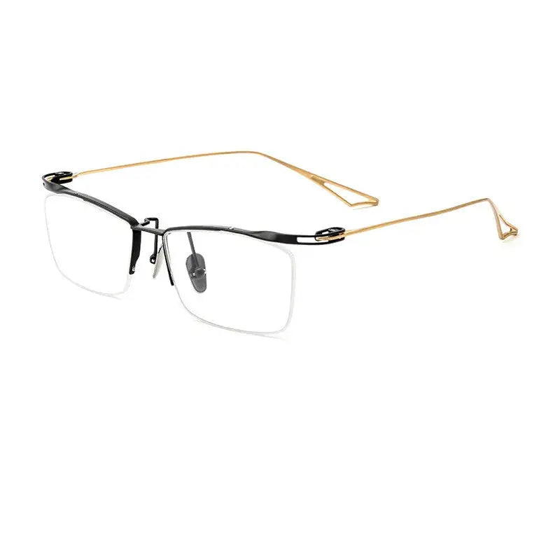 Unisex Browline Semi-Rimless Titanium Prescription Glasses 2266 — view 9 | Rx Spectacle