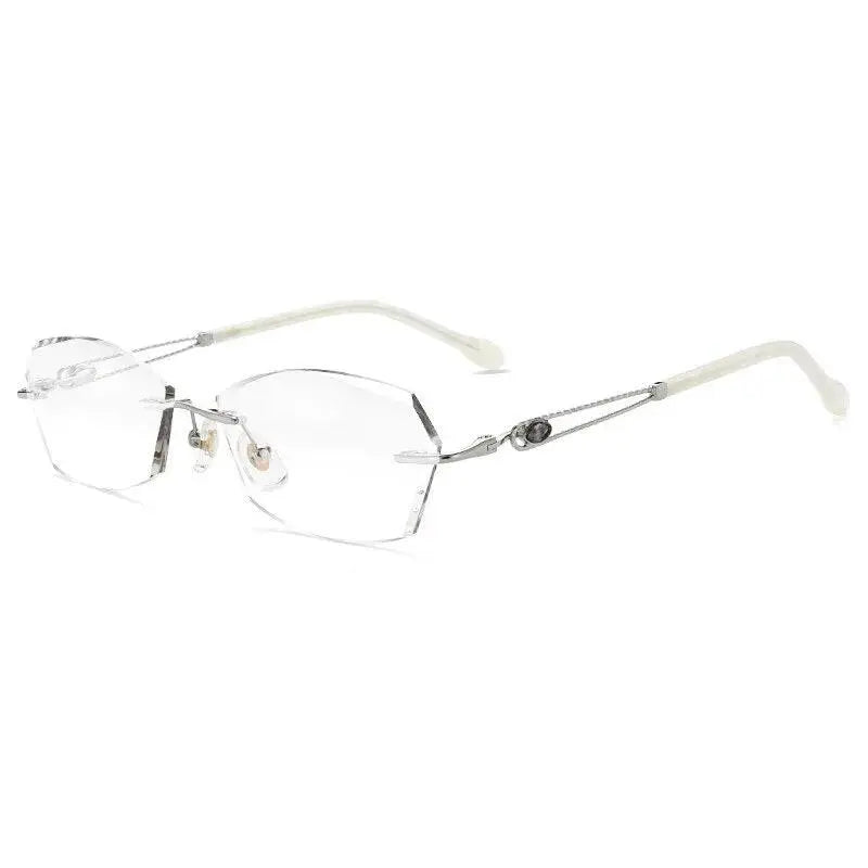 Women's Square Rimless Titanium Prescription Glasses 2313 — view 6 | Rx Spectacle