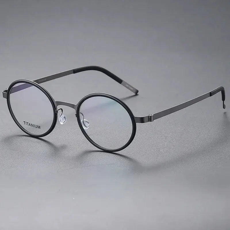 Women's Round Full Rim Titanium Screwless Prescription Glasses 49707 — view 7 | Rx Spectacle