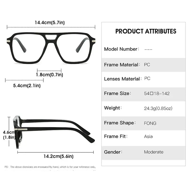 Unisex Square Full Rim Double Bridge Prescription Glasses 882200 — view 2 | Rx Spectacle