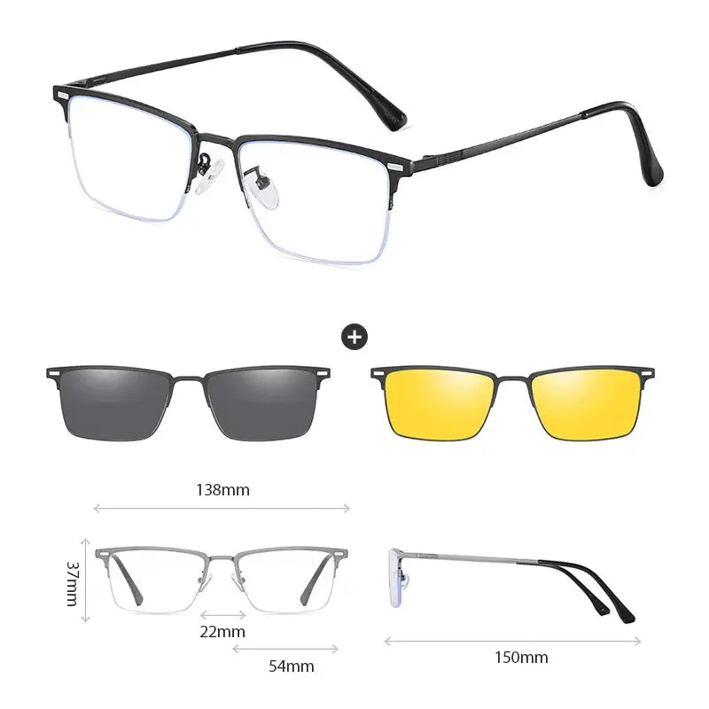 Women's Square Full Rim Titanium Prescription Glasses 414819 — view 24 | Rx Spectacle