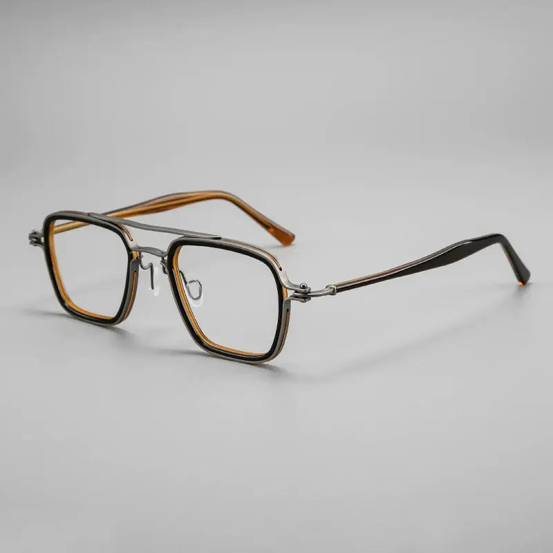 Unisex Square Full Rim Titanium Double Bridge Prescription Glasses 365875 — view 6 | Rx Spectacle