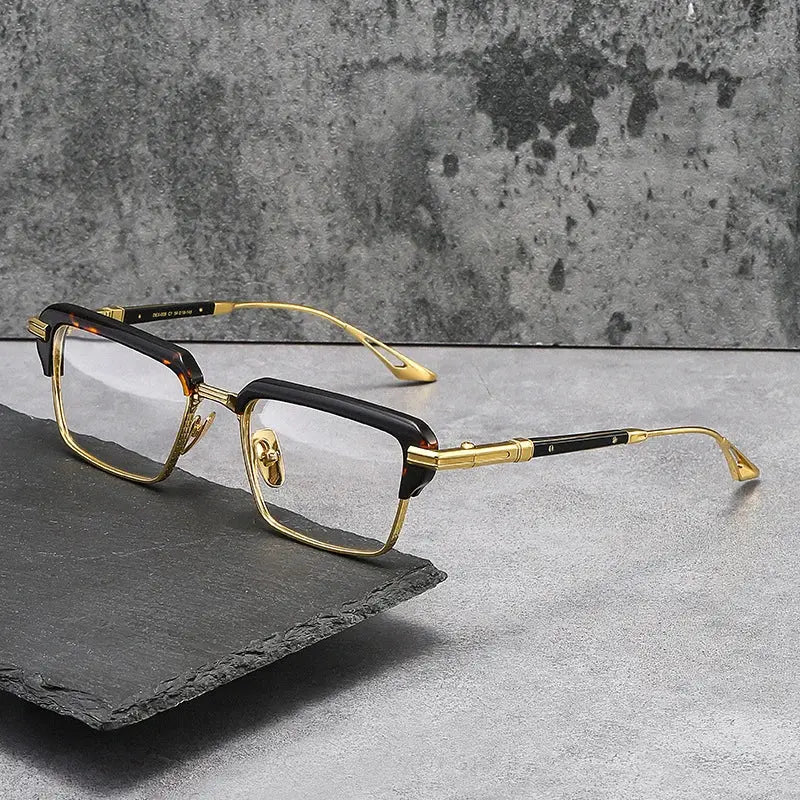 Unisex Square Full Rim Titanium Oversized Prescription Glasses D008 — view 1 | Rx Spectacle