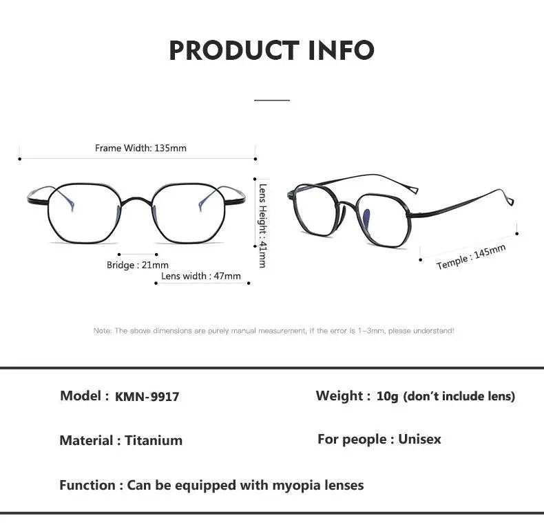 Unisex Oval Full Rim Titanium Prescription Glasses 9917 — view 11 | Rx Spectacle