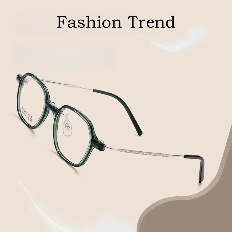 Unisex Polygon Full Rim Titanium Prescription Glasses Y16105 — view 5 | Rx Spectacle