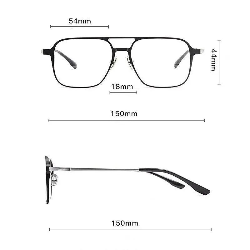 Unisex Square Full Rim Titanium Clip-On Prescription Glasses 9908 — view 6 | Rx Spectacle