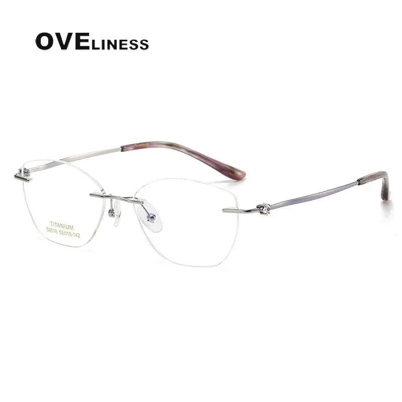 Women's Cat Eye Rimless Titanium Prescription Glasses 6018 — view 9 | Rx Spectacle