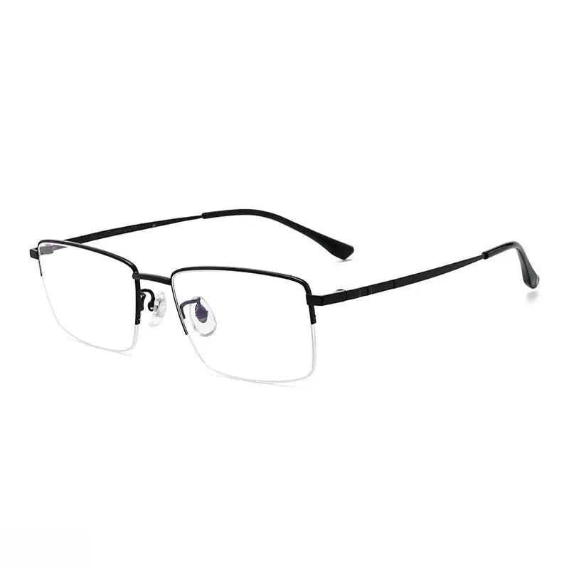 Men's Square Semi-Rimless Titanium Prescription Glasses Y18005 — view 6 | Rx Spectacle