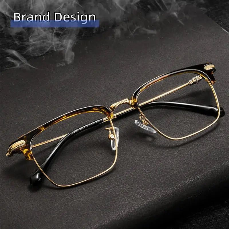 Unisex Square Full Rim Titanium Reading Glasses 8366 — view 2 | Rx Spectacle