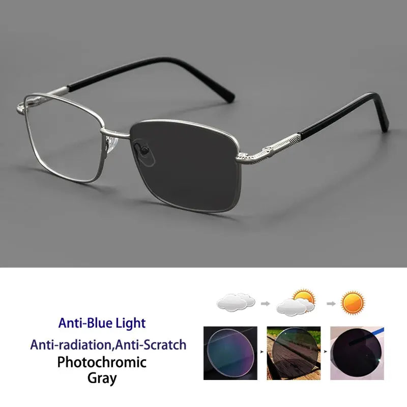 Women's Square Full Rim Alloy Reading Glasses 77021 — view 3 | Rx Spectacle