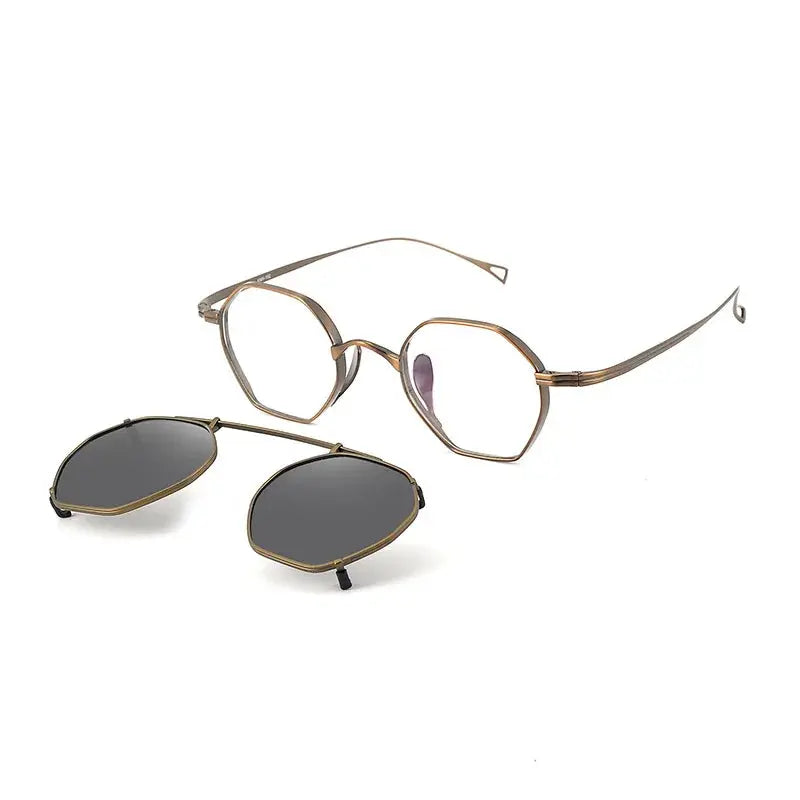 Women's Polygon Full Rim Titanium Clip-On Prescription Glasses 634152 — view 5 | Rx Spectacle