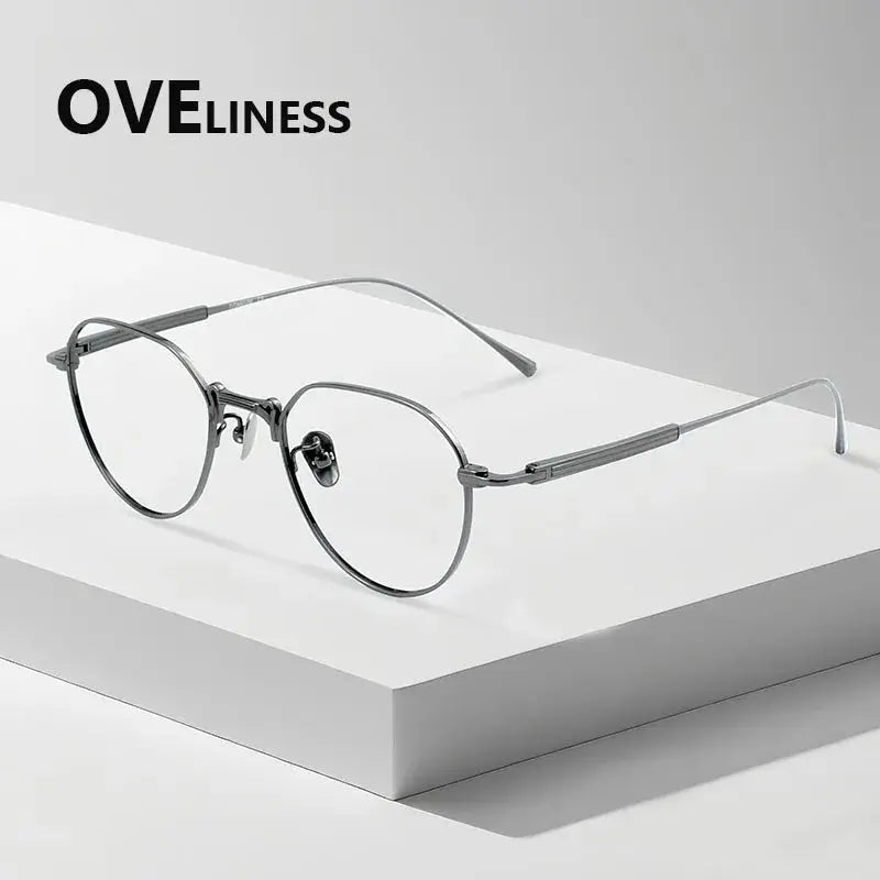 Women's Oval Full Rim Titanium Flat Top Prescription Glasses 927101 — view 5 | Rx Spectacle