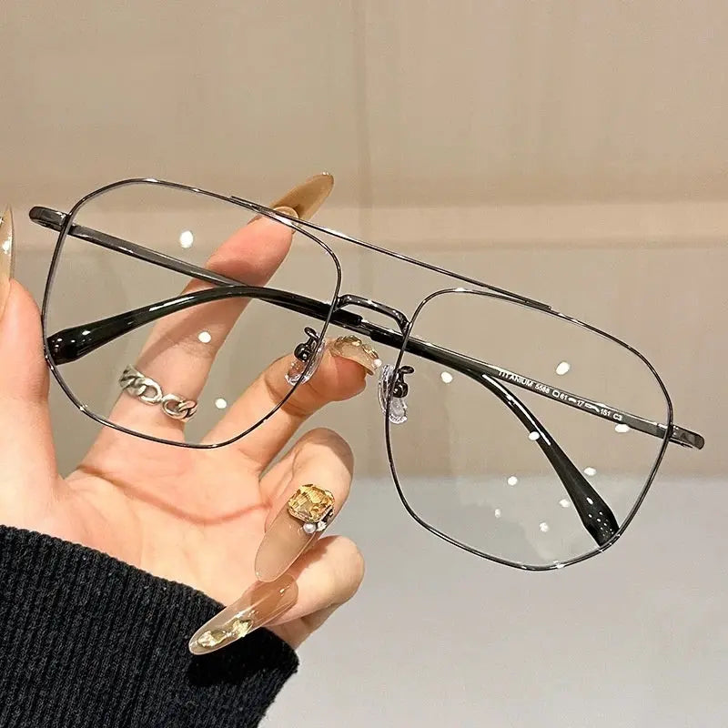 Men's Oval Full Rim Titanium Double Bridge Prescription Glasses 55881 — view 4 | Rx Spectacle