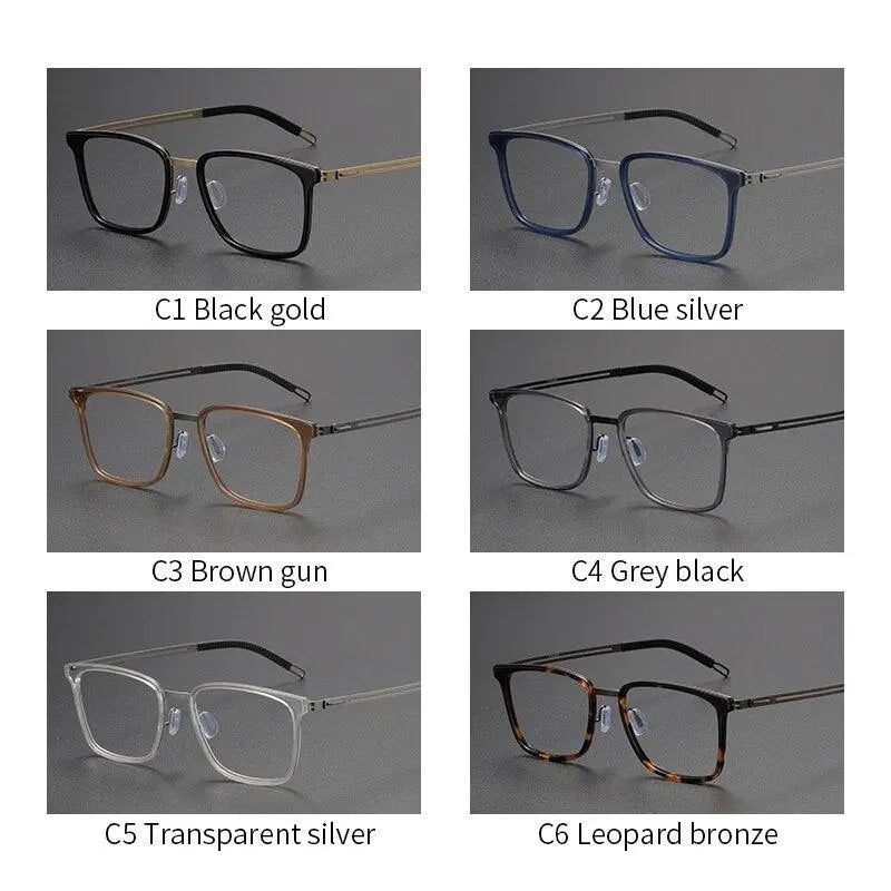 Unisex Square Full Rim Titanium Screwless Prescription Glasses 8202305 — view 11 | Rx Spectacle