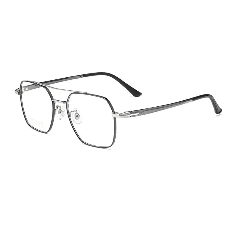 Men's Square Full Rim Titanium Double Bridge Prescription Glasses N80009n — view 6 | Rx Spectacle