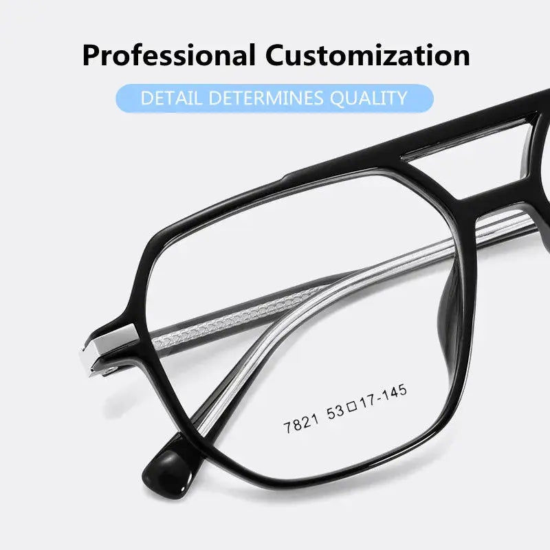 Unisex Oval Full Rim Acetate Double Bridge Prescription Glasses 7821 — view 4 | Rx Spectacle