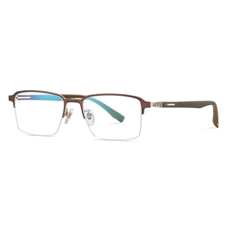 Men's Square Semi-Rimless Titanium Oversized Prescription Glasses 62089 — view 3 | Rx Spectacle