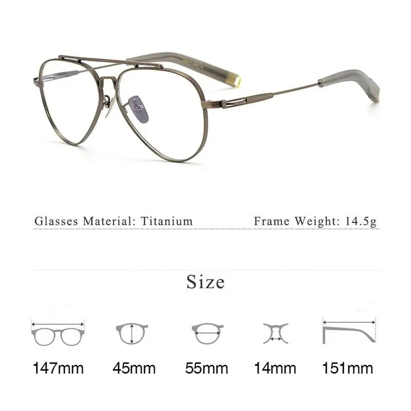 Men's Square Full Rim Titanium Double Bridge Prescription Glasses Hlsa-101 — view 7 | Rx Spectacle