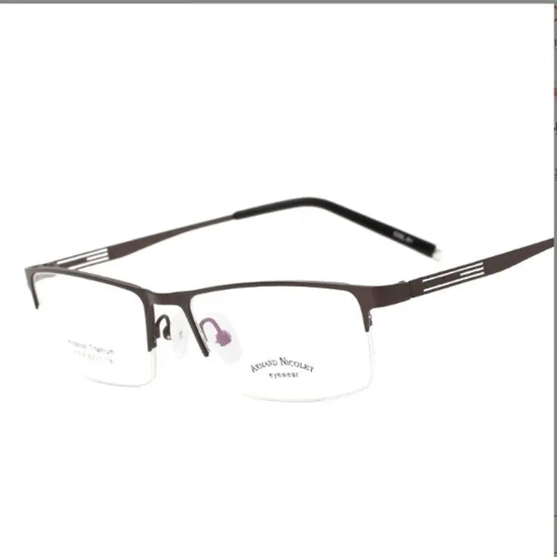 Unisex Rectangular Semi-Rimless Titanium Prescription Glasses A1518 — view 3 | Rx Spectacle