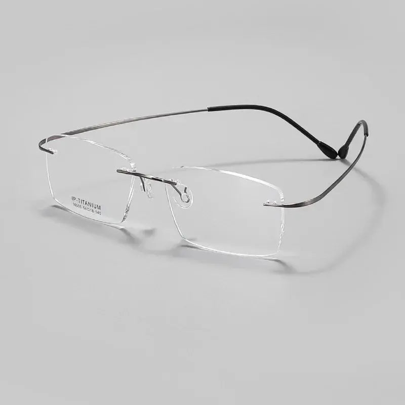 Unisex Square Rimless Titanium Prescription Glasses 160029 — view 3 | Rx Spectacle