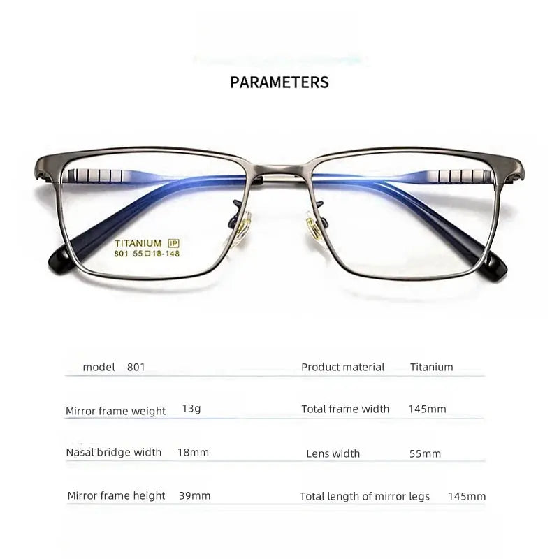 Men's Square Full Rim Titanium Prescription Glasses 801000 — view 2 | Rx Spectacle