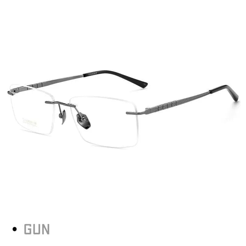 Men's Rectangular Rimless Titanium Prescription Glasses 91104 — view 5 | Rx Spectacle