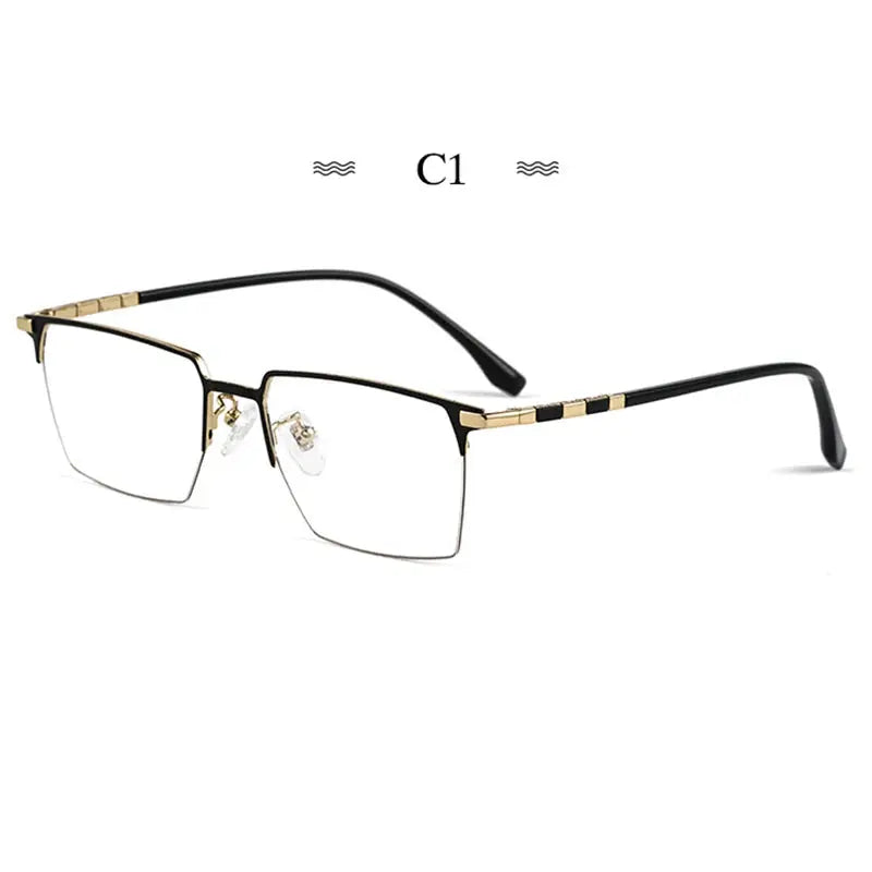Men's Square Full Rim Titanium Prescription Glasses 86327 — view 6 | Rx Spectacle