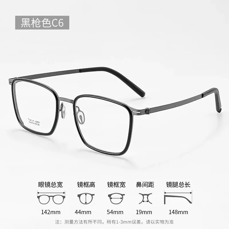 Unisex Square Full Rim Titanium Prescription Glasses J2601 — view 8 | Rx Spectacle