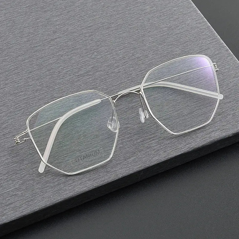 Unisex Irregular Full Rim Titanium Screwless Prescription Glasses 14020 — view 1 | Rx Spectacle