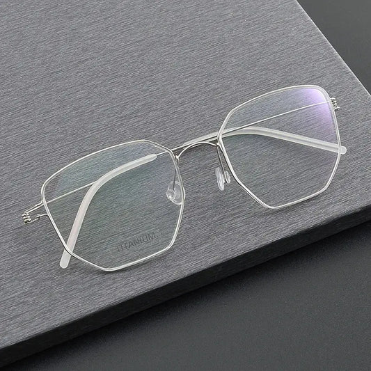Unisex Irregular Full Rim Titanium Screwless Prescription Glasses 14020 — view 1 | Rx Spectacle