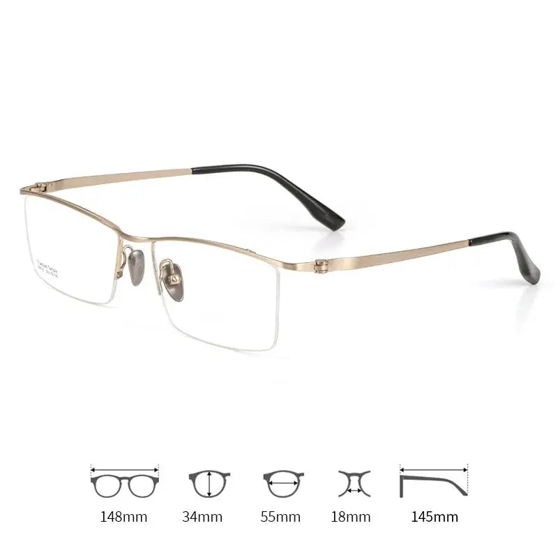 Men's Browline Semi-Rimless Titanium Prescription Glasses 200135 — view 5 | Rx Spectacle