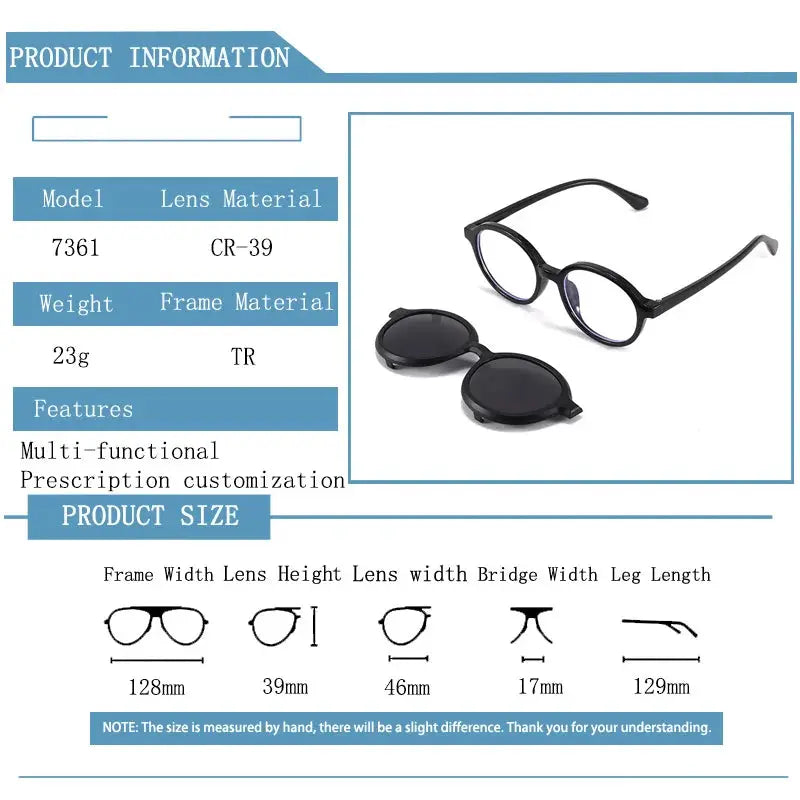 Unisex Round Full Rim TR90 Clip-On Reading Glasses 517361 — view 2 | Rx Spectacle