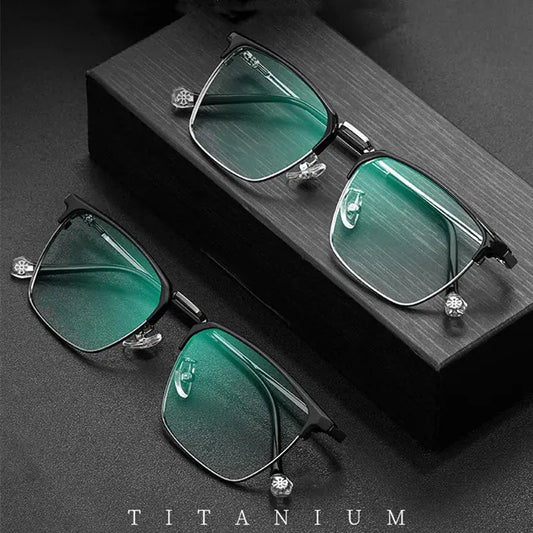 Unisex Square Full Rim Titanium Reading Glasses 8628 — view 1 | Rx Spectacle