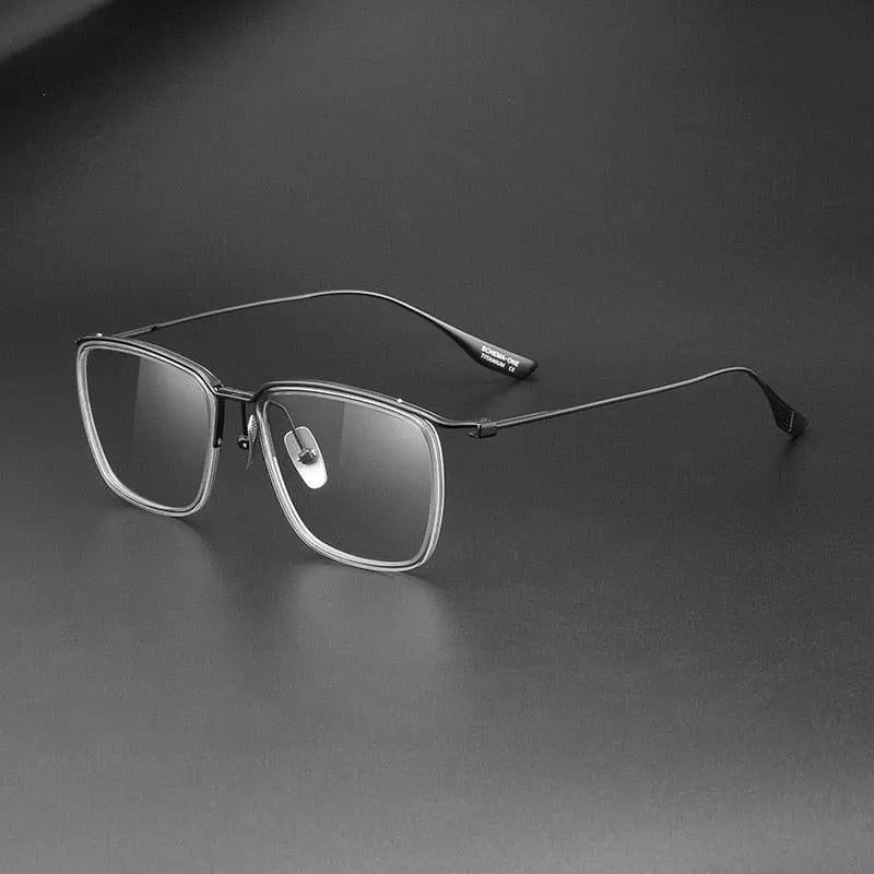 Men's Square Full Rim Titanium Oversized Prescription Glasses Dt106 — view 3 | Rx Spectacle
