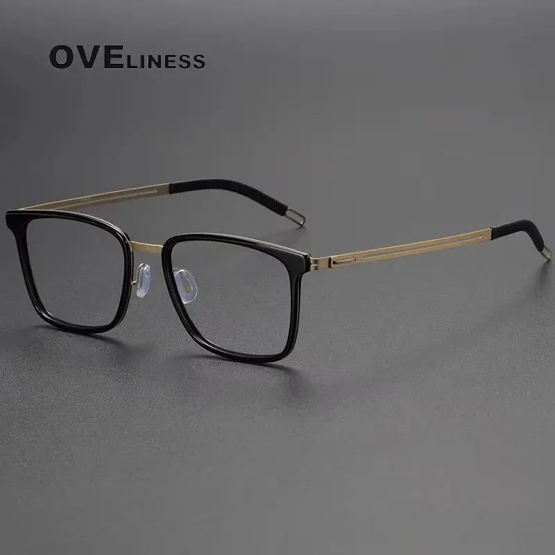 Unisex Square Full Rim Titanium Prescription Glasses 82235 — view 4 | Rx Spectacle
