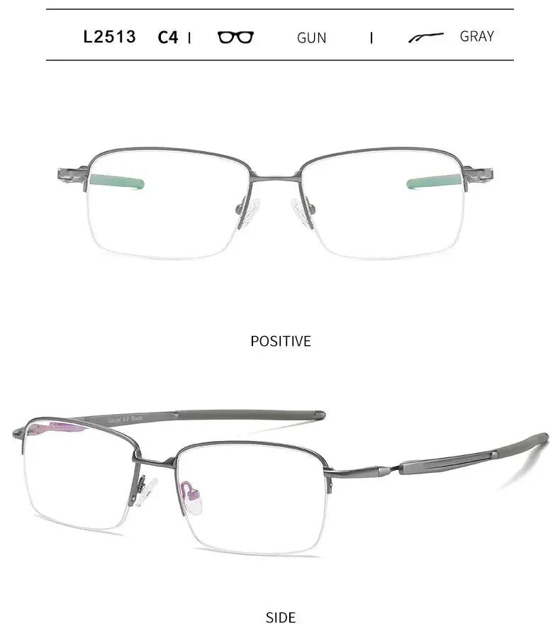 Unisex Square Semi-Rimless Acetate Prescription Glasses 952181 — view 6 | Rx Spectacle