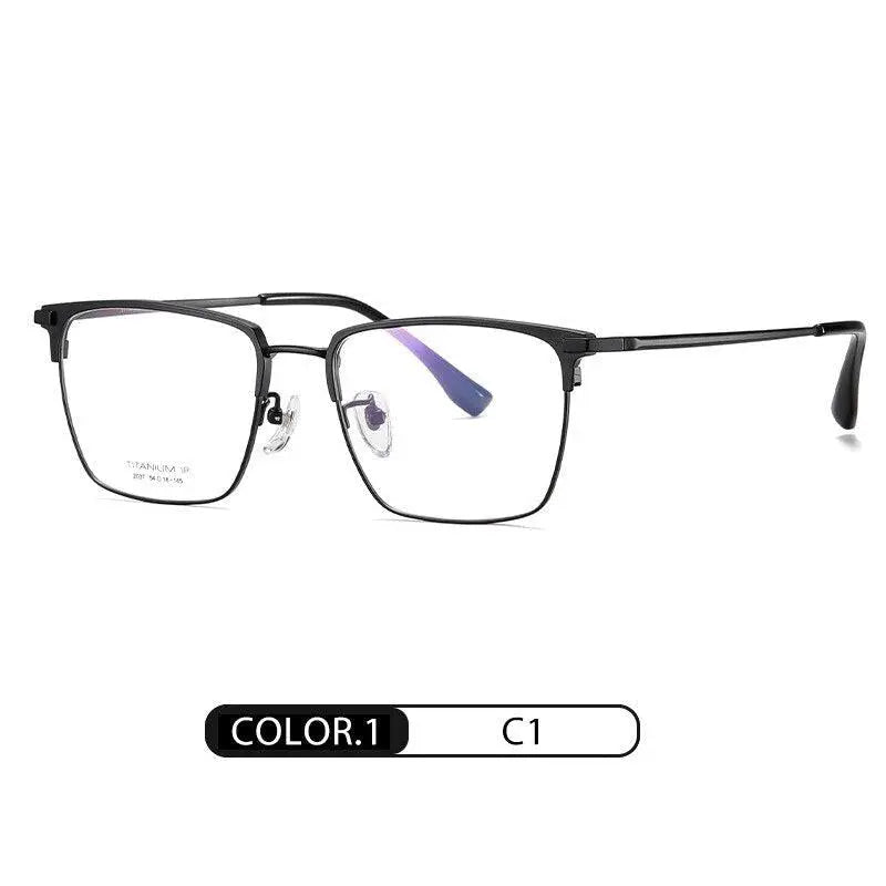 Men's Square Full Rim Titanium Prescription Glasses Yj2037 — view 6 | Rx Spectacle