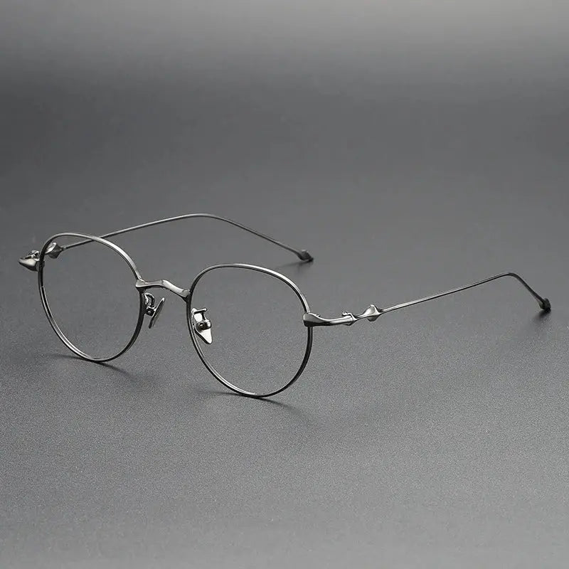 Unisex Round Full Rim Titanium Prescription Glasses 614701 — view 8 | Rx Spectacle