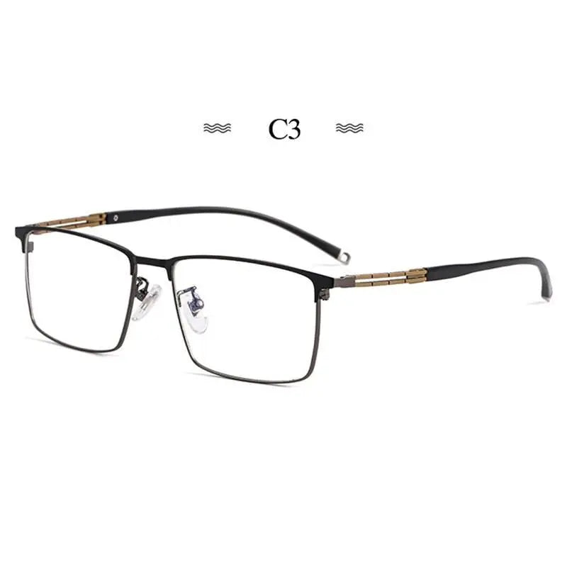Men's Square Full Rim Titanium Prescription Glasses T8607t — view 8 | Rx Spectacle