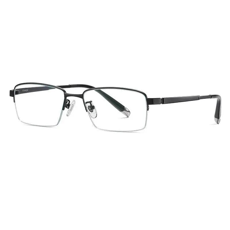 Men's Square Semi-Rimless Titanium Prescription Glasses Pt907 — view 8 | Rx Spectacle