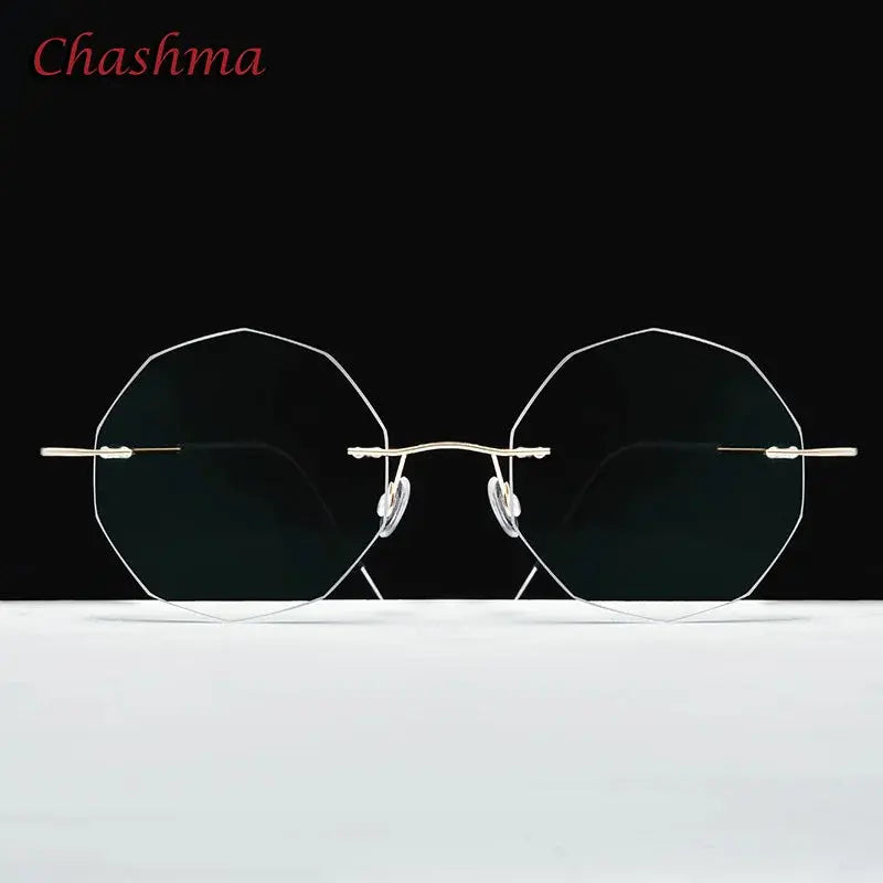Unisex Cat Eye Rimless Titanium Prescription Glasses 003 — view 11 | Rx Spectacle