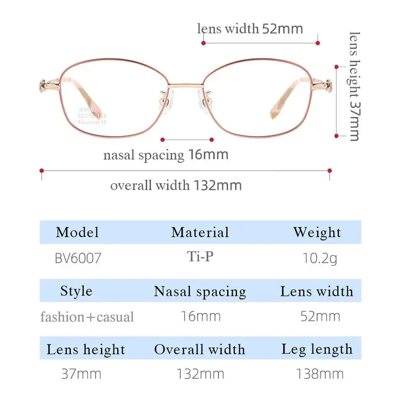 Women's Oval Full Rim Titanium Prescription Glasses 106007 — view 2 | Rx Spectacle