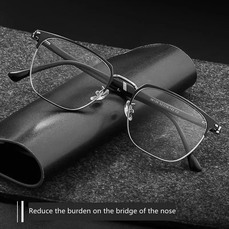 Unisex Square Full Rim Titanium Reading Glasses 6120 — view 2 | Rx Spectacle