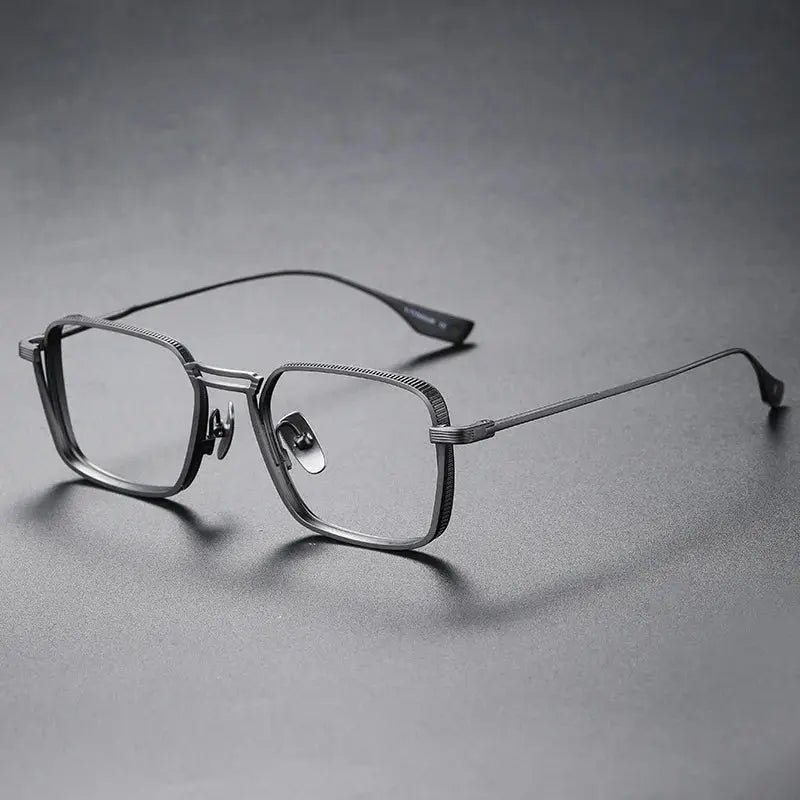 Men's Square Full Rim Titanium Double Bridge Prescription Glasses 958125 — view 4 | Rx Spectacle