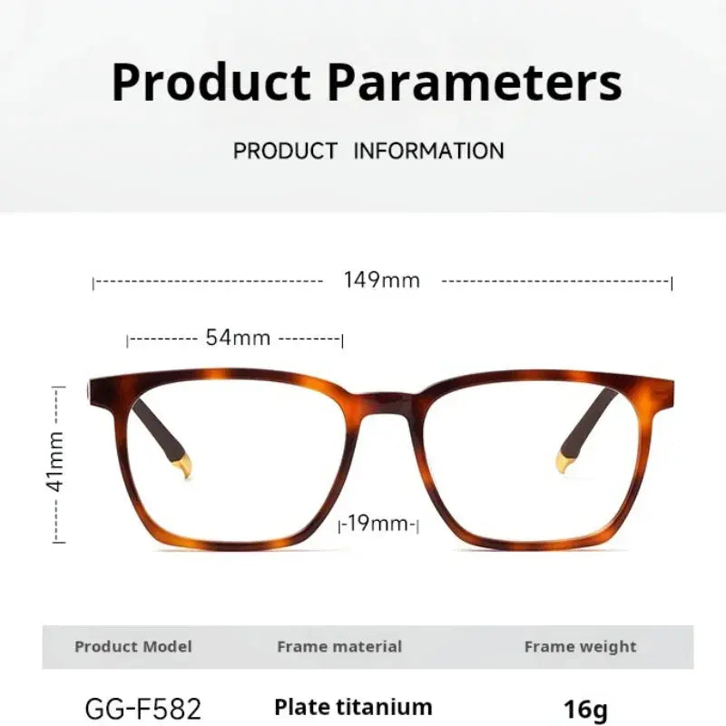 Unisex Square Full Rim Titanium Oversized Prescription Glasses 72582 — view 2 | Rx Spectacle