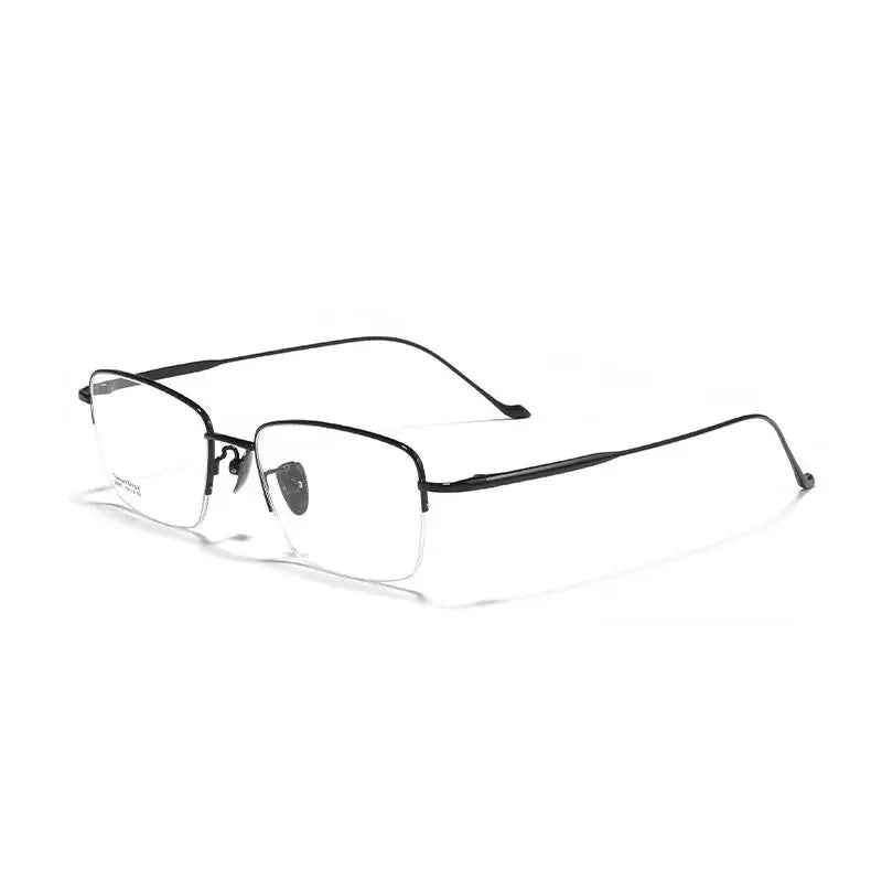Men's Polygon Semi-Rimless Titanium Prescription Glasses 220420 — view 3 | Rx Spectacle
